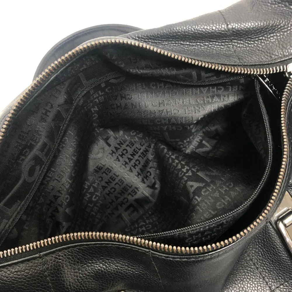 CHANEL Black Caviar Leather Boston Bag